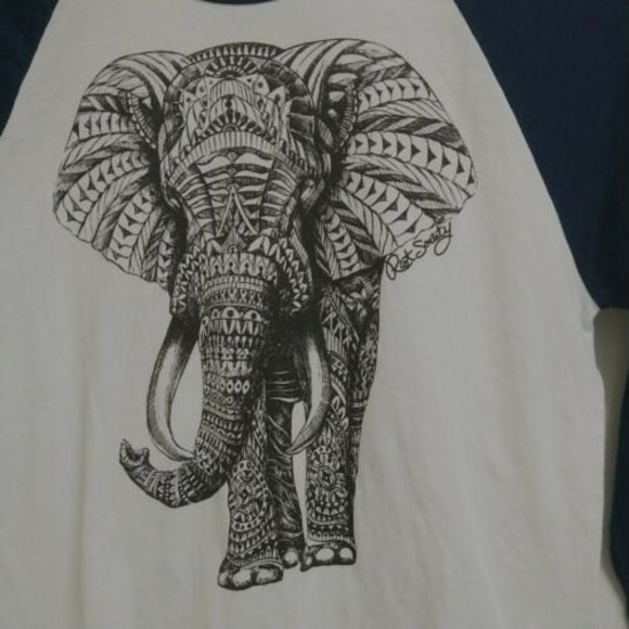 RIOT SOCIETY Elephant Raglan Graphic T-Shirt Women's Small Black Pen Navy *READ* - Picture 2 of 10